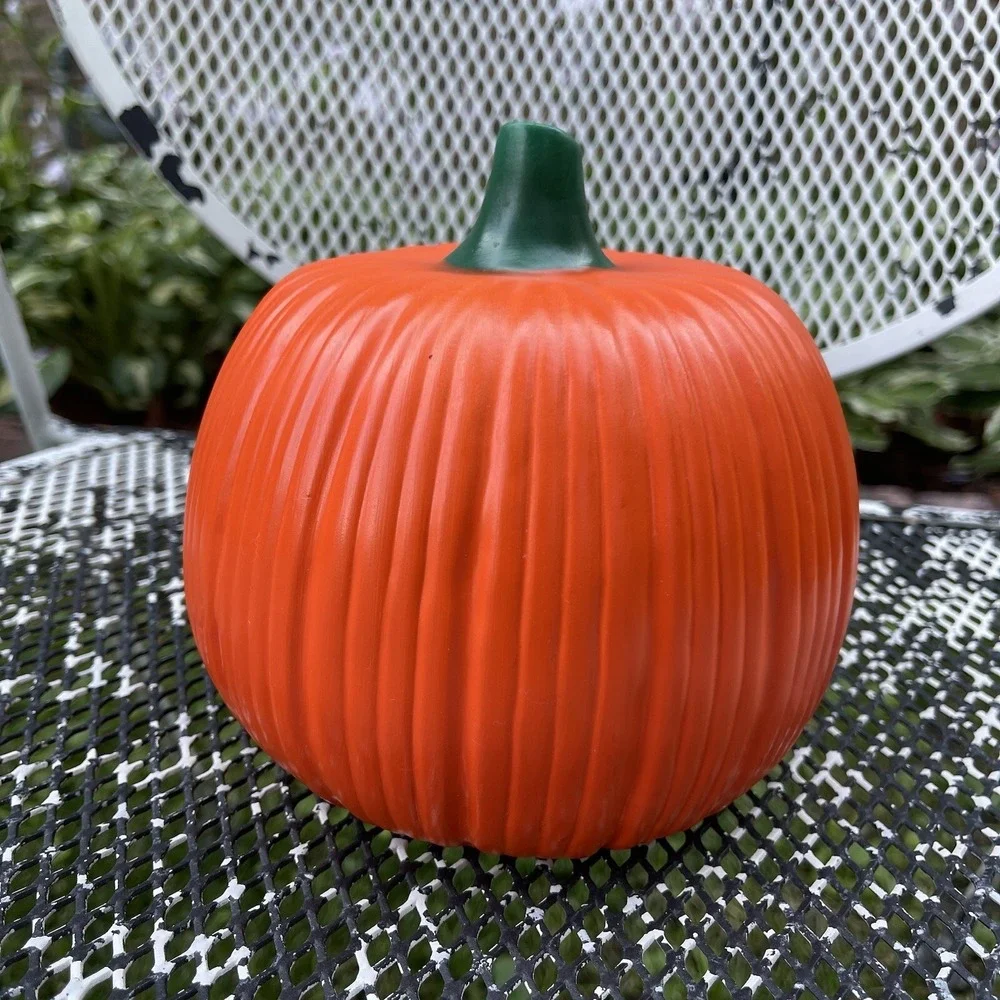 Vintage Halloween Ceramic Glazed Jack O Lantern‎ Light - Candle Cover Orange